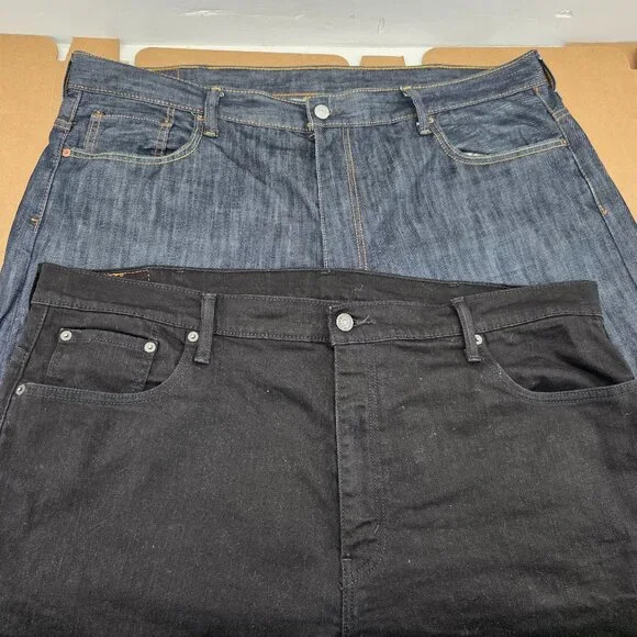 Levi's Men's BlackBlue 569 Loose Straight Jeans Zip Cotton Blend Size 42x30